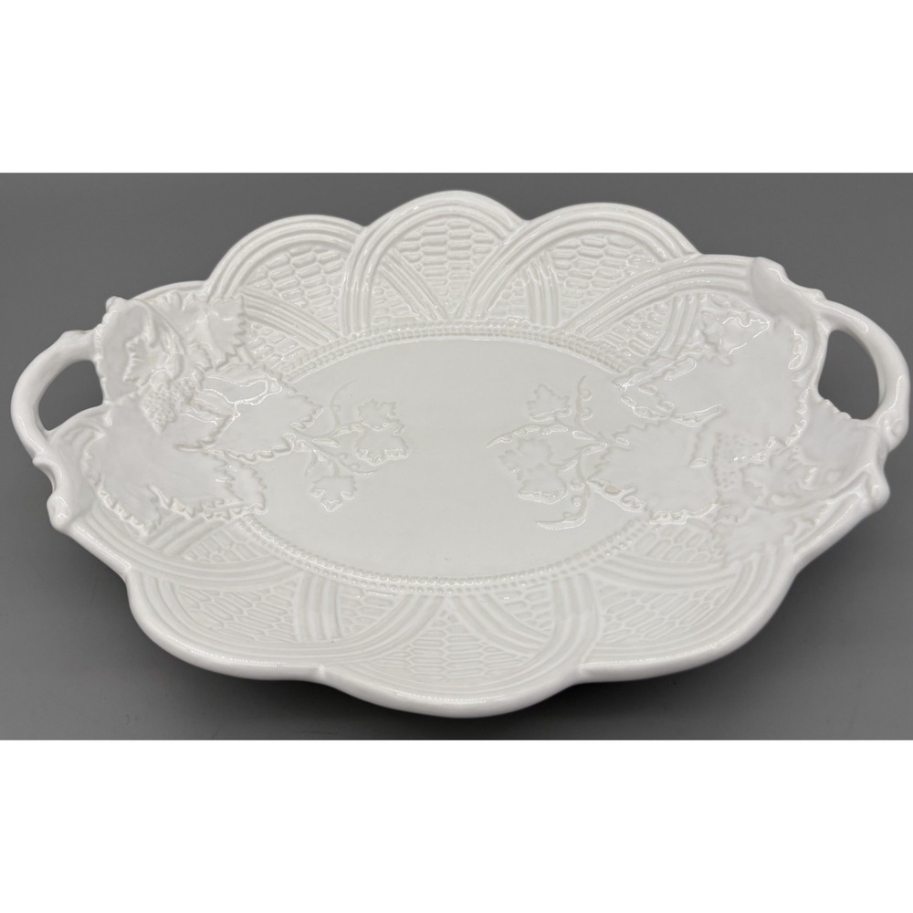 Vintage‎ Italian Ceramic Serving Platter Made in Neuwirth Italy Floral Design - Picture 2 of 11